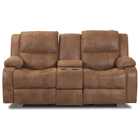 Casual Double Reclining Loveseat with Console